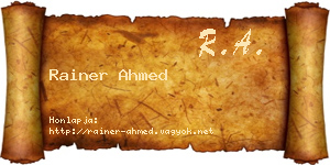 Rainer Ahmed névjegykártya